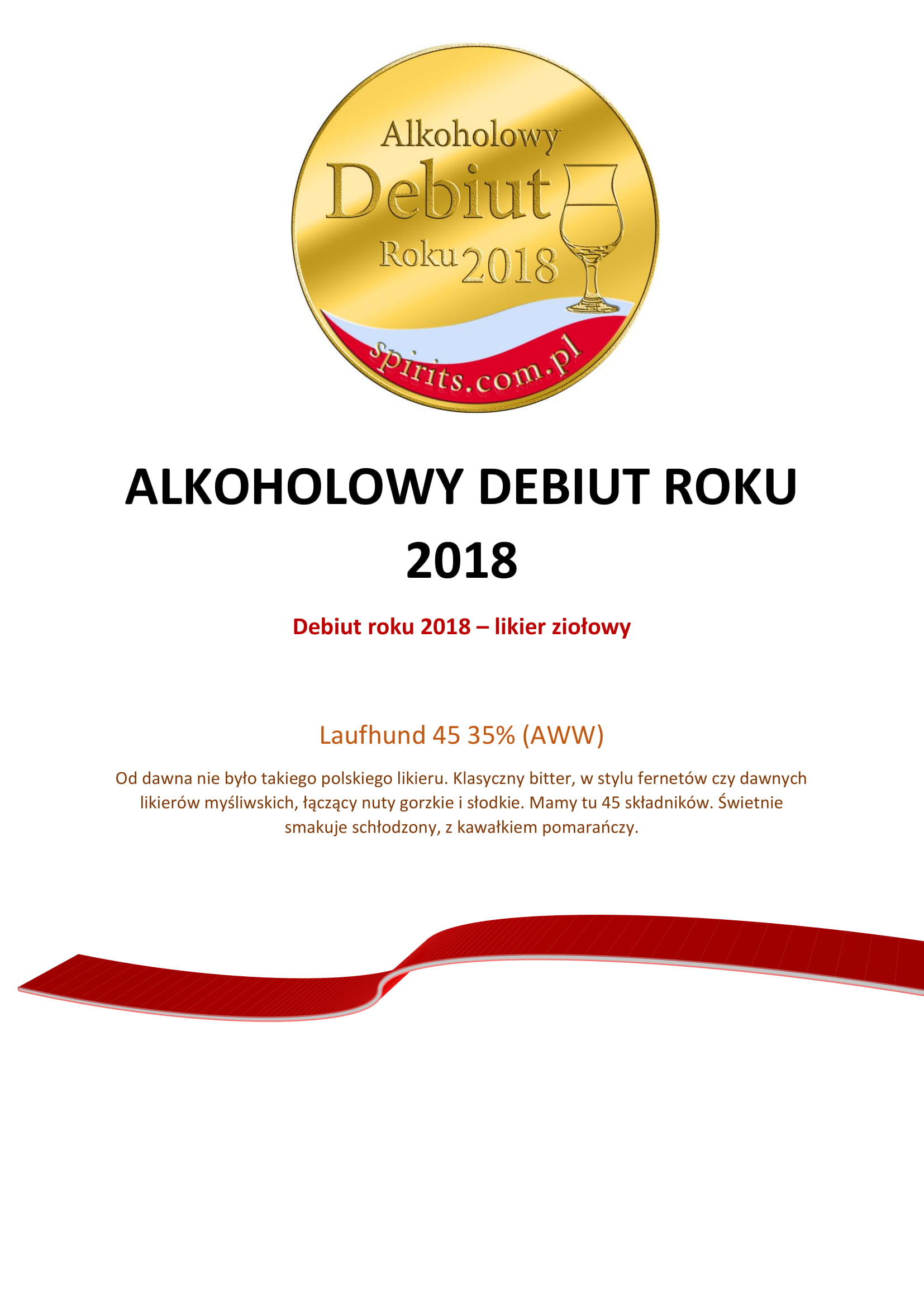 Złoty medal w kategorii Debiut Roku 2018