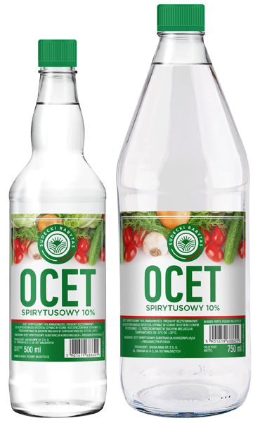 Two bottles of spirit vinegar &ndash; high-quality vinegar for culinary use